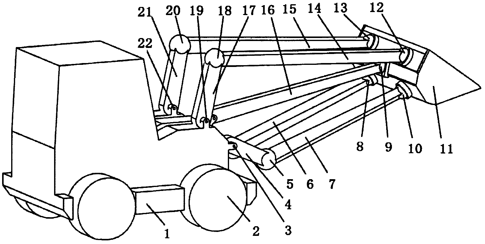 Space-controllable mechanism type loader