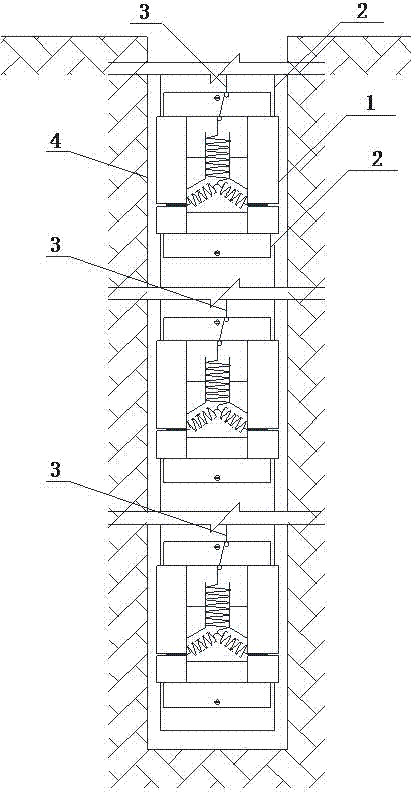 Multi-layer retractable multi-point displacement gauge anchor head for water-rich and weak formation
