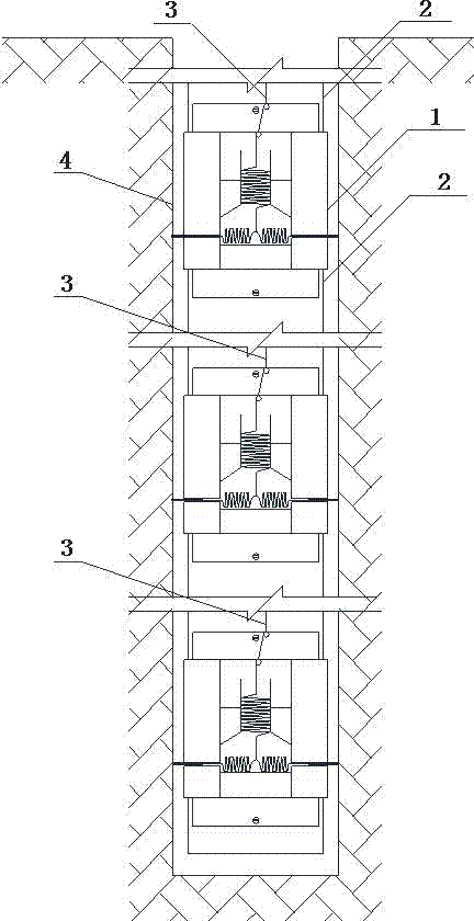 Multi-layer retractable multi-point displacement gauge anchor head for water-rich and weak formation