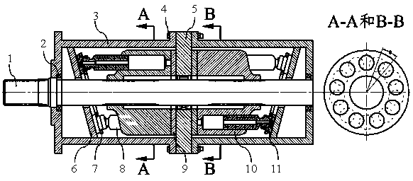 Low-noise axial plunger pump based on indexing angle of pumps in series