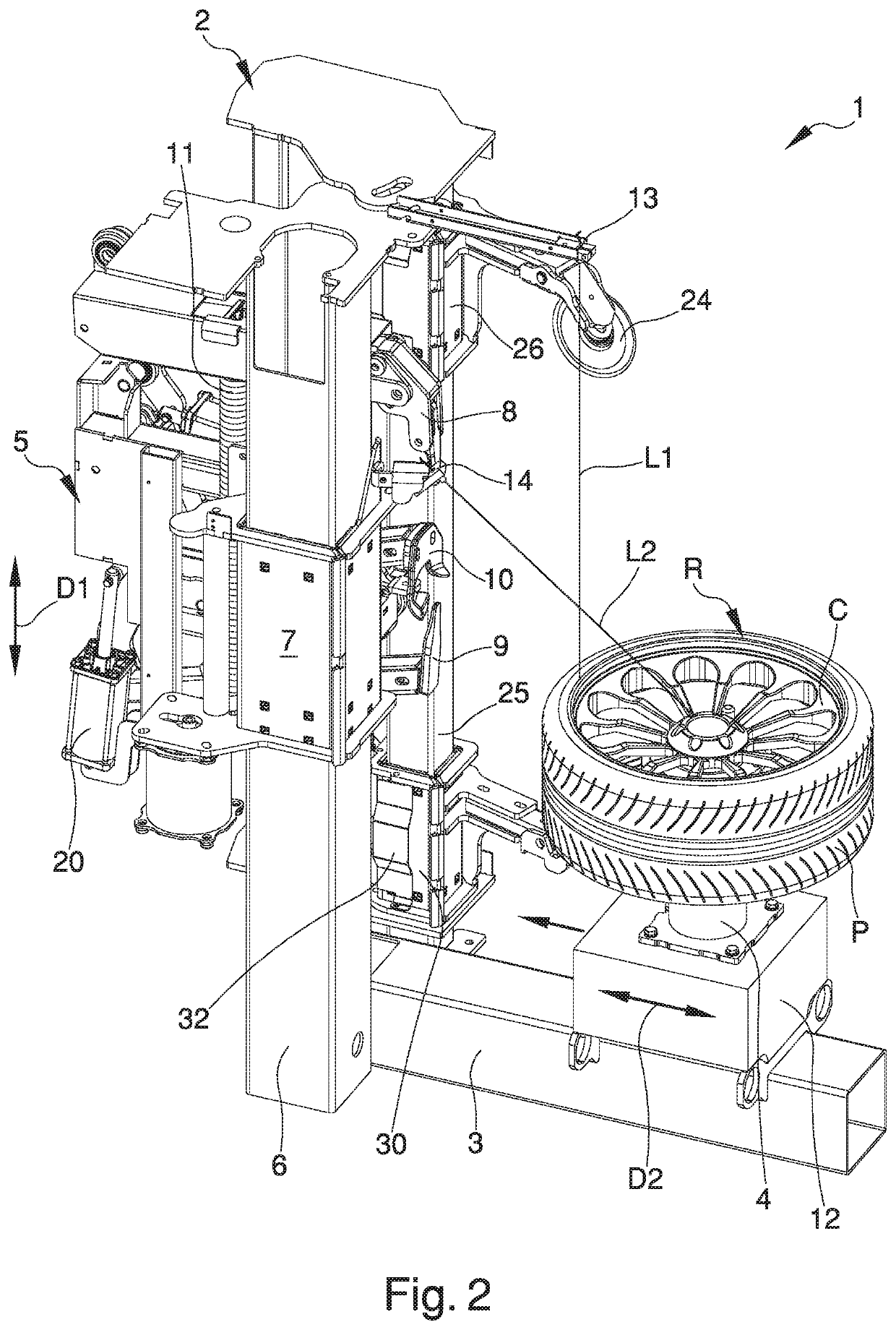 Machine for fitting and removing wheel tyres for vehicles