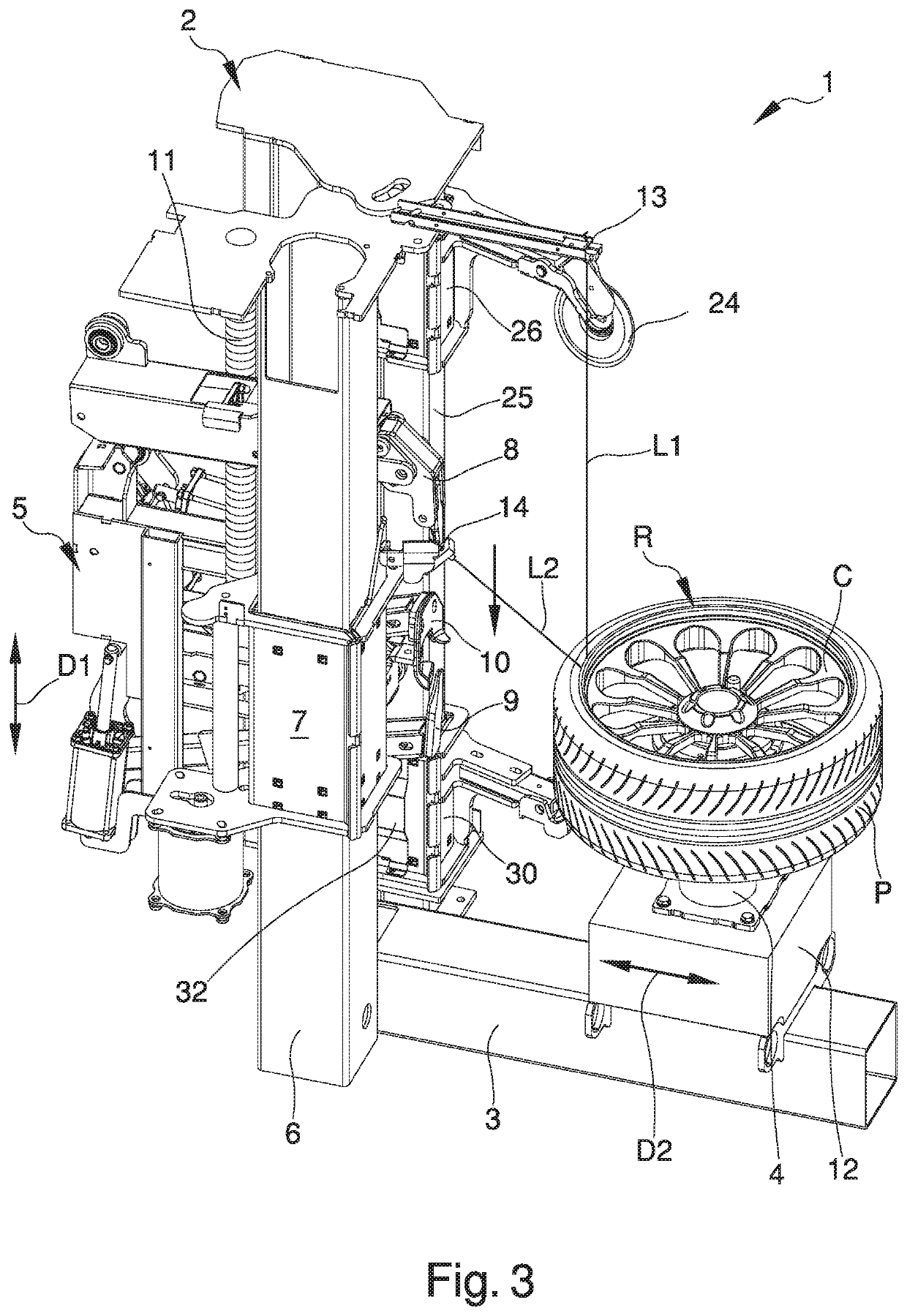 Machine for fitting and removing wheel tyres for vehicles