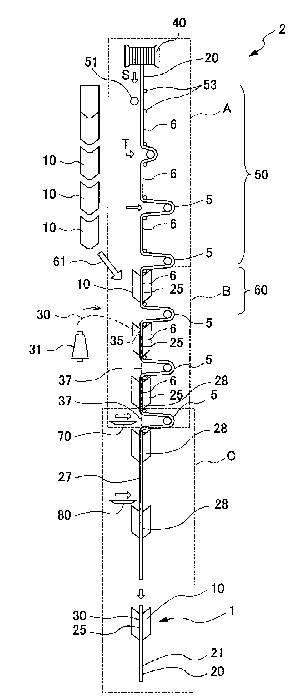 Manufacturing system and manufacturing method for sheet-like structure