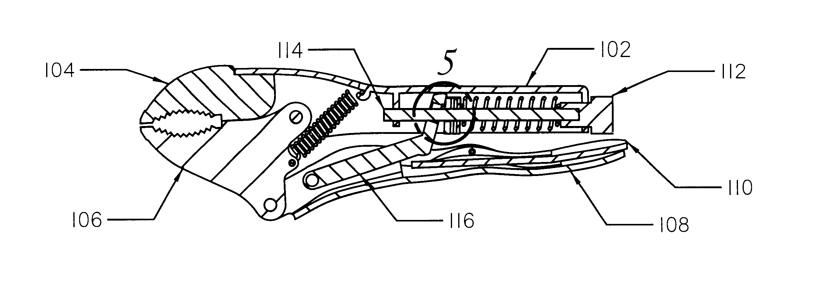 Self adjusting mechanism for locking plier, wrench, or other tool