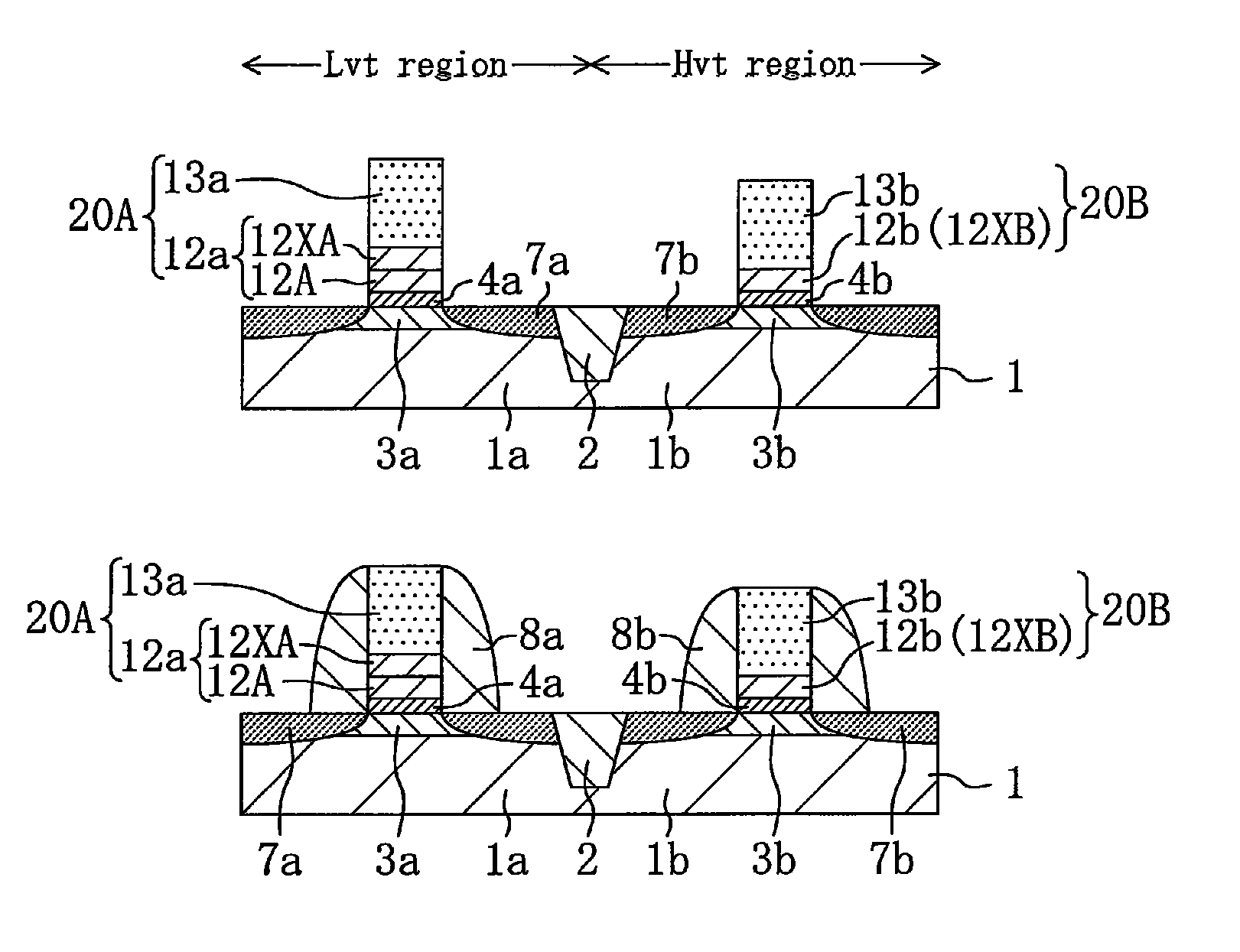 Semiconductor device including MISFETs having different threshold voltages