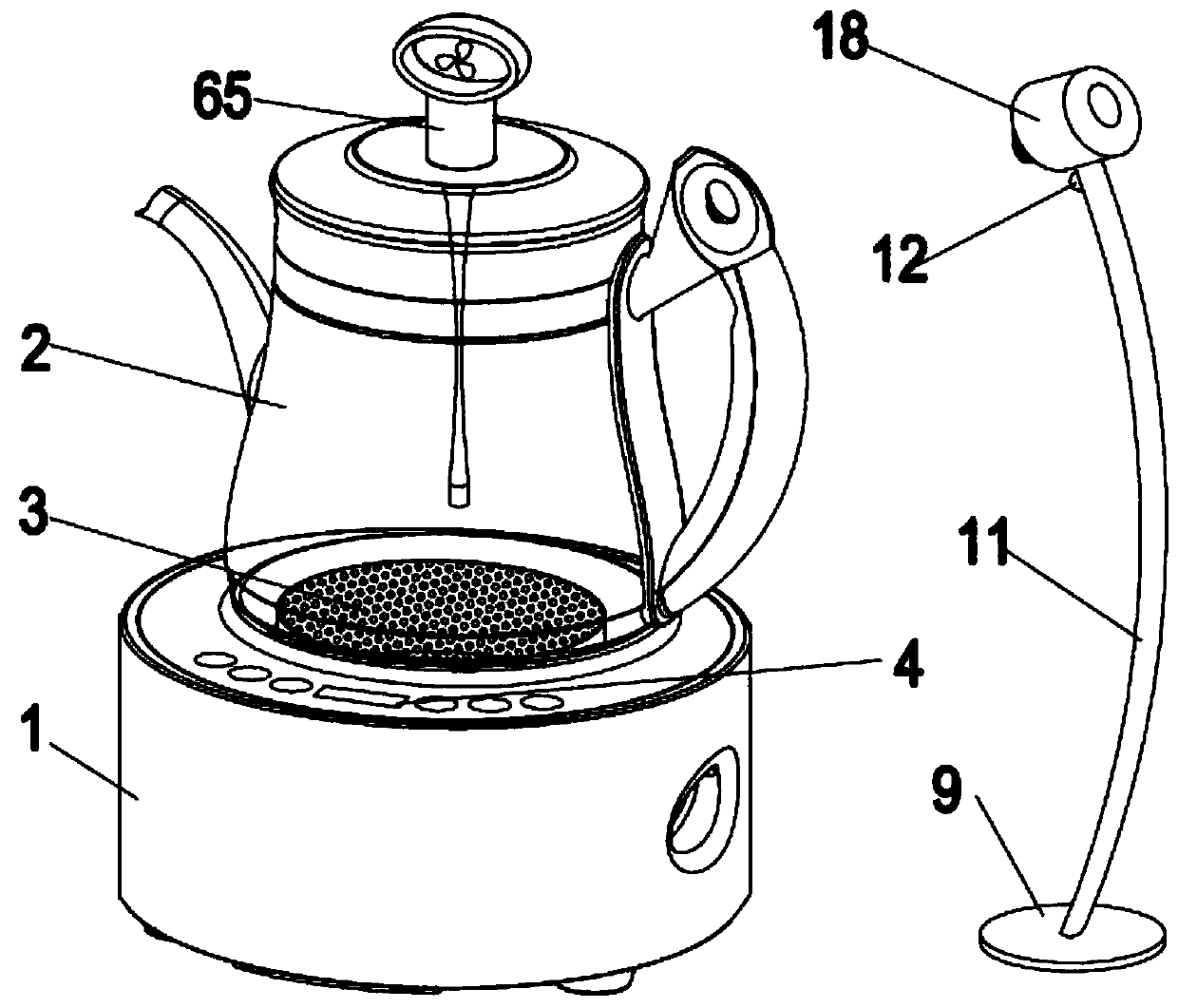 An intelligent charcoal-fired quick-fry automatic medicine-adding medicine pot