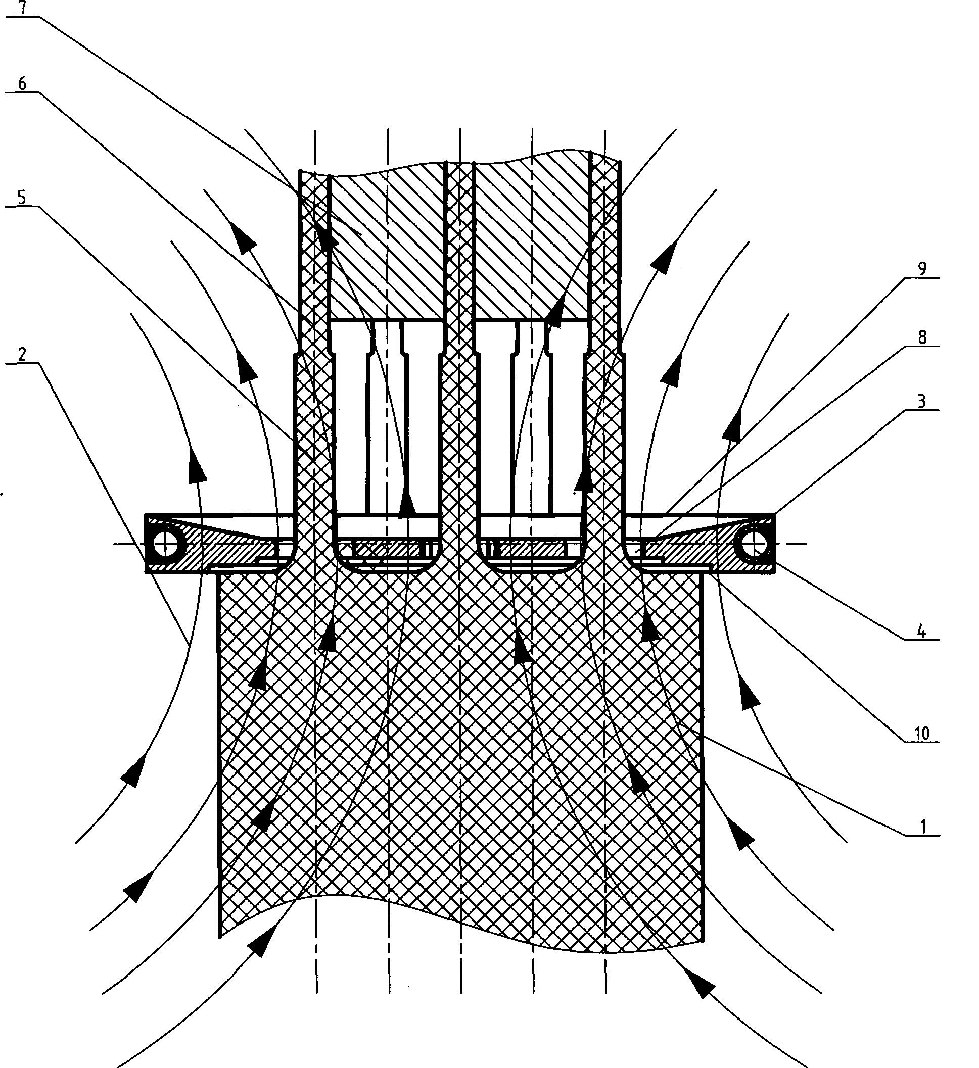 High-frequency coil structure capable of simultaneous producing seven silicon cores and other crystal material