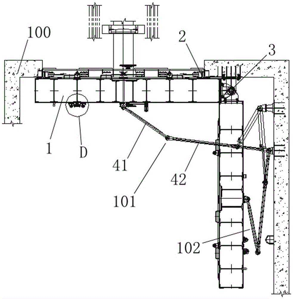 The hydraulic system of the horizontal opening and vertical rotating protective sealing and anti-flooding door