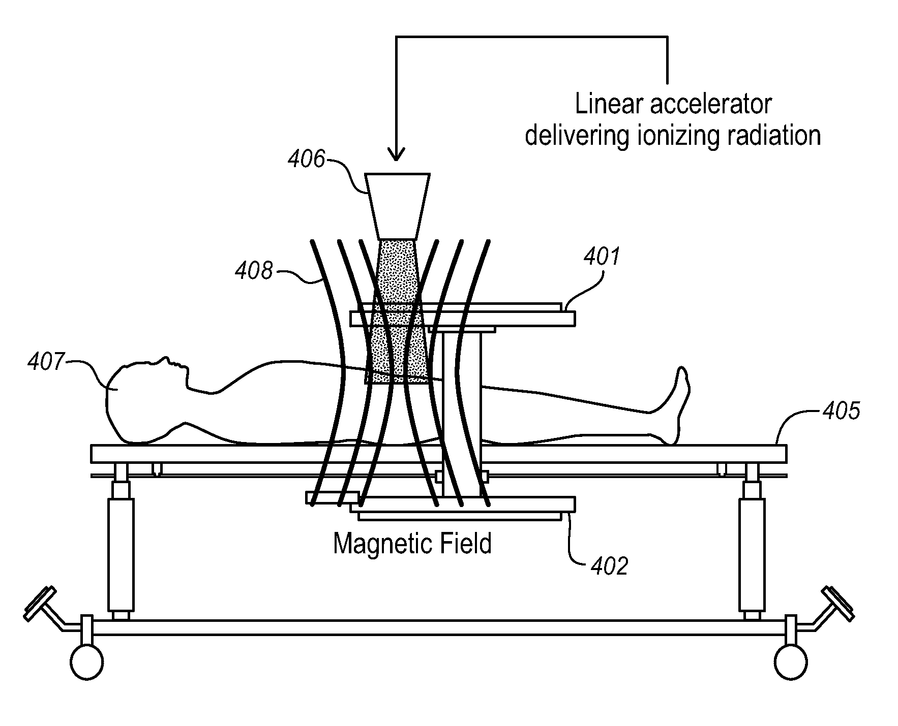 Apparatus for the generation of an energy field for the treatment of cancer in body cavities and parts that are cavity-like