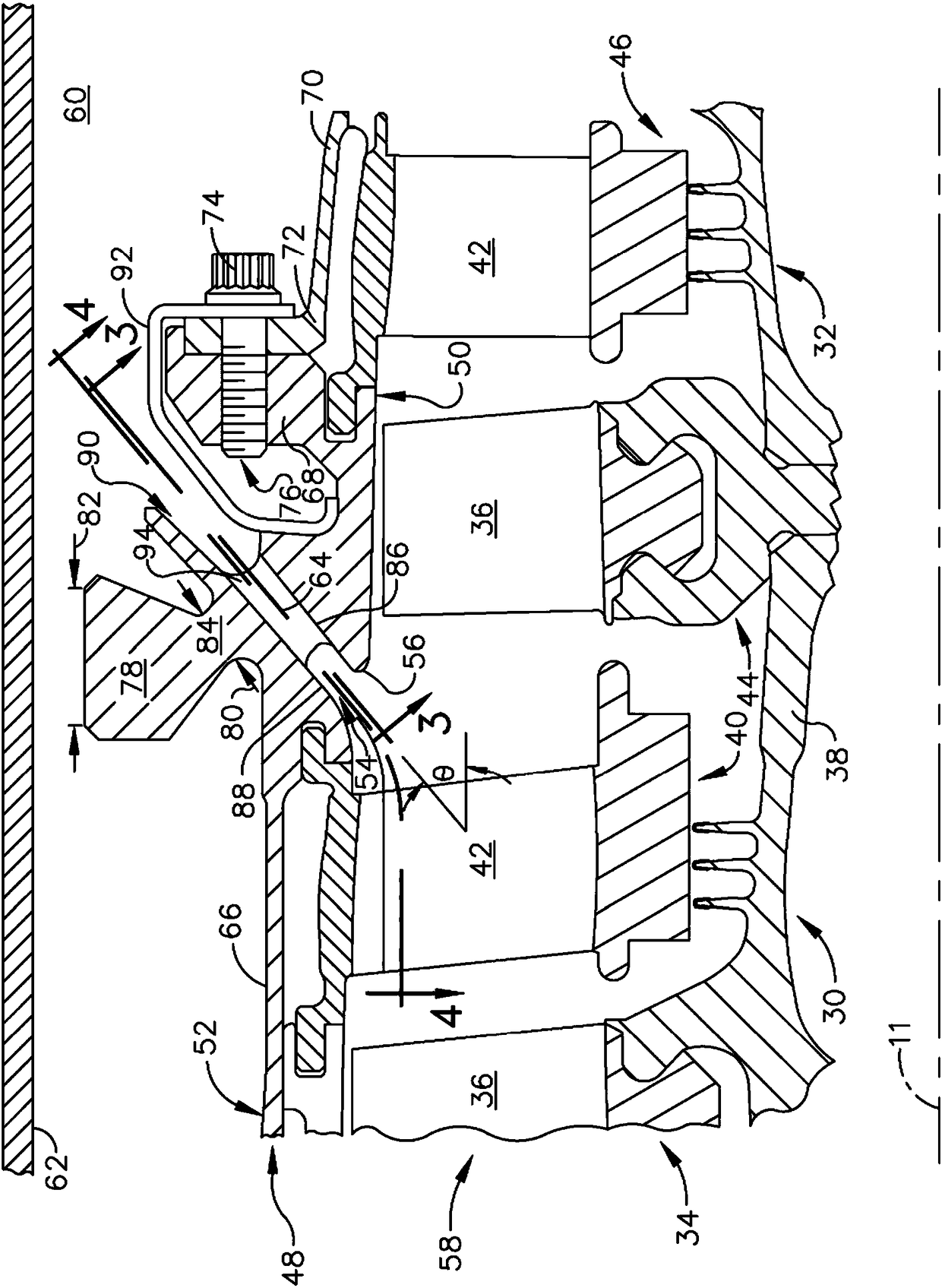 Compressor apparatus with bleed slot including turning vanes