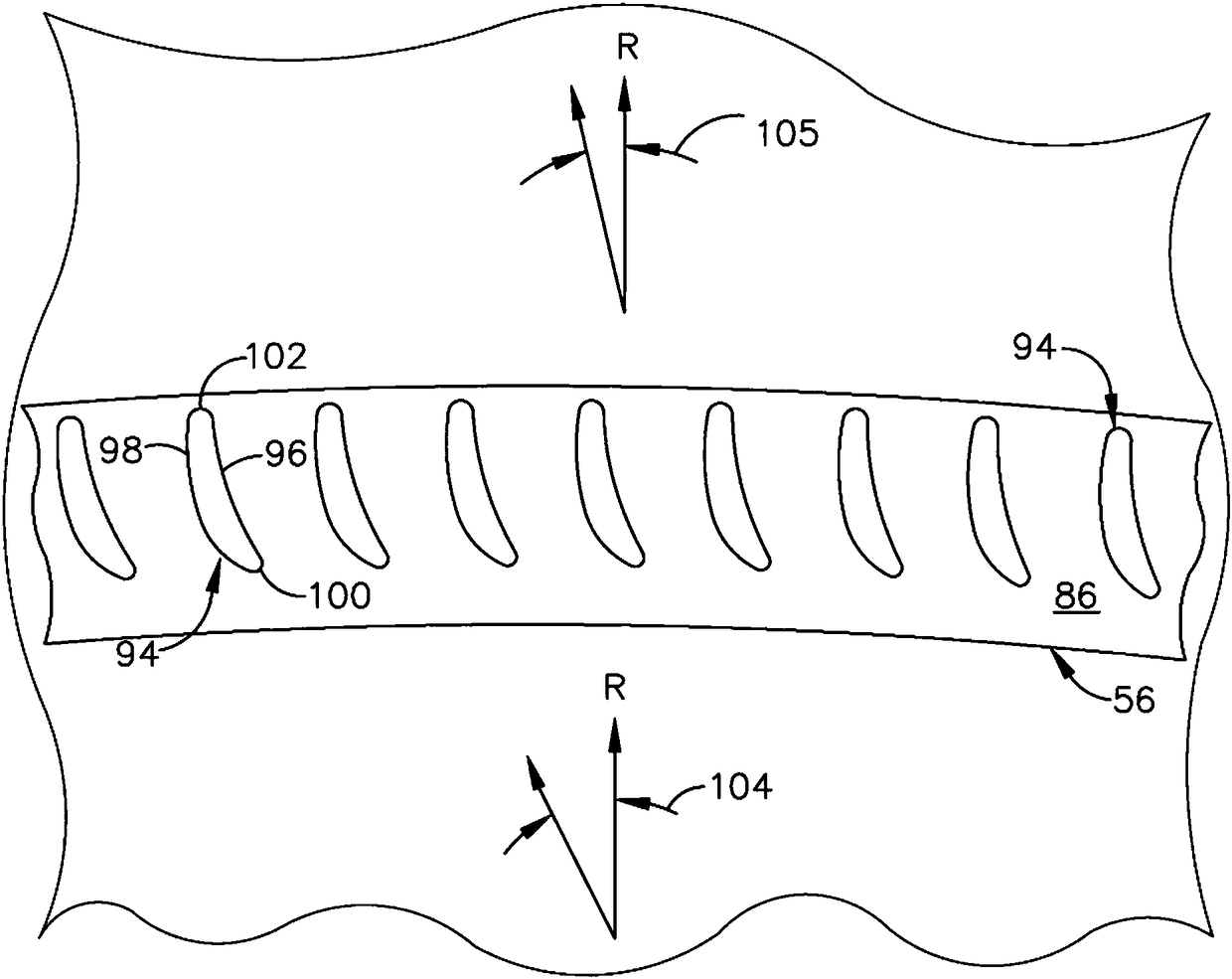 Compressor apparatus with bleed slot including turning vanes