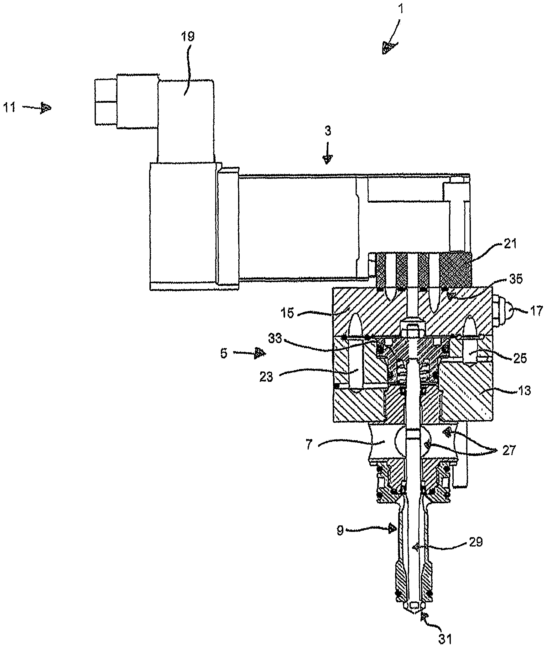 Dispensing module, applicator head and nozzle holder for dispensing a fluid, in particular hot-melt adhesive