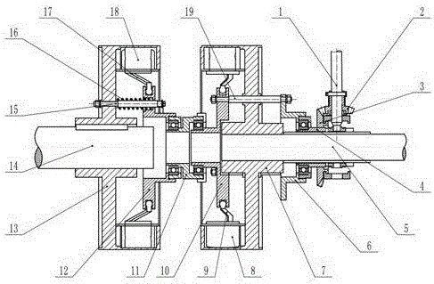 Two-stage blade adjusting mechanism for opposite-rotating axial flow fan