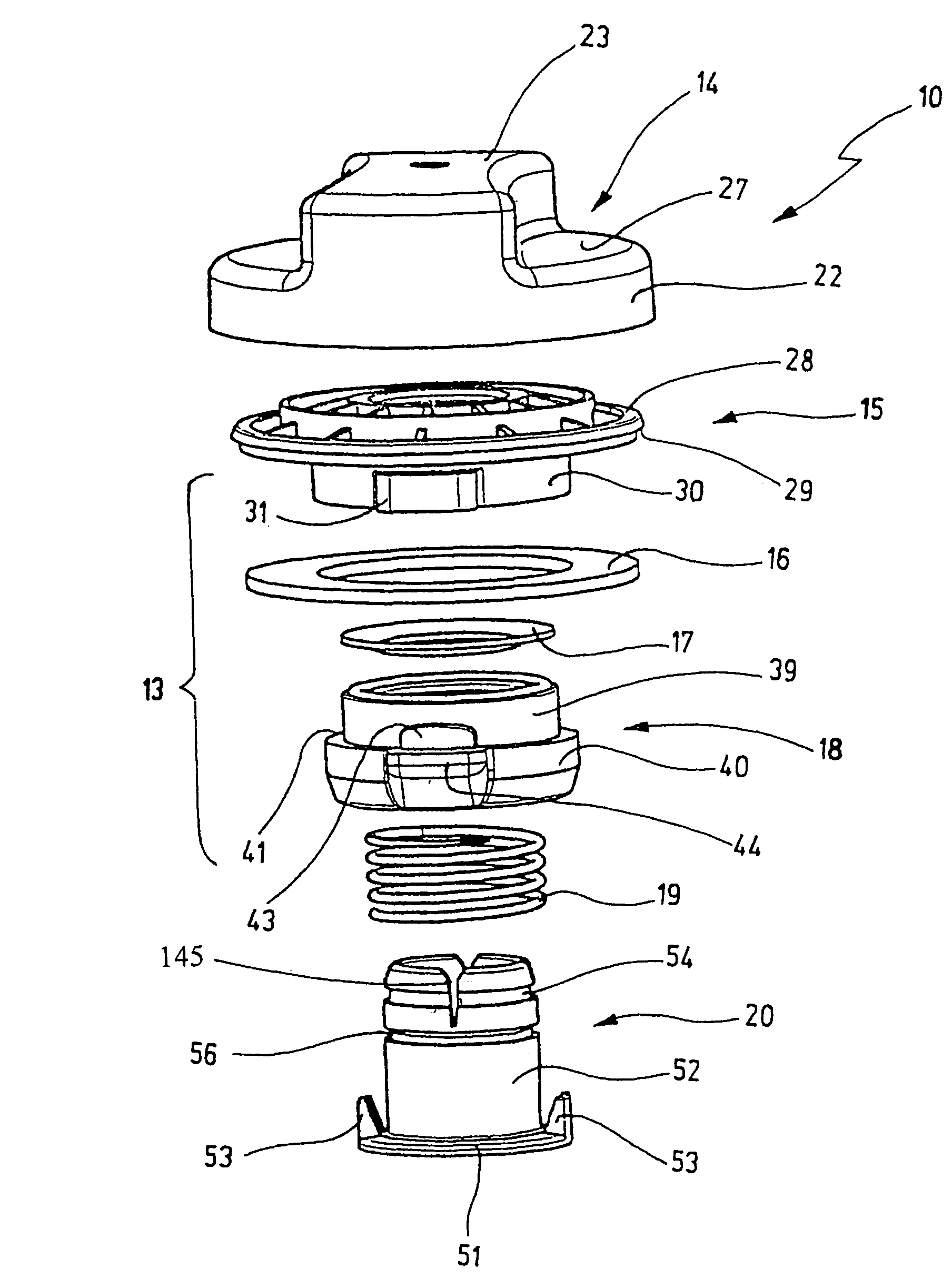 Closure cap for the filler neck of a reservoir and filler neck therefor