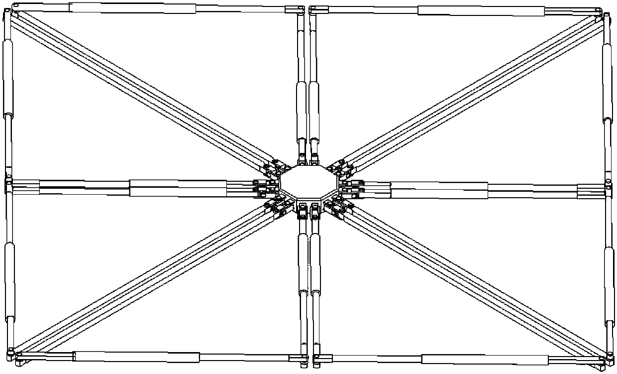 Space folding and extending mechanism with double cylinders as extensible units