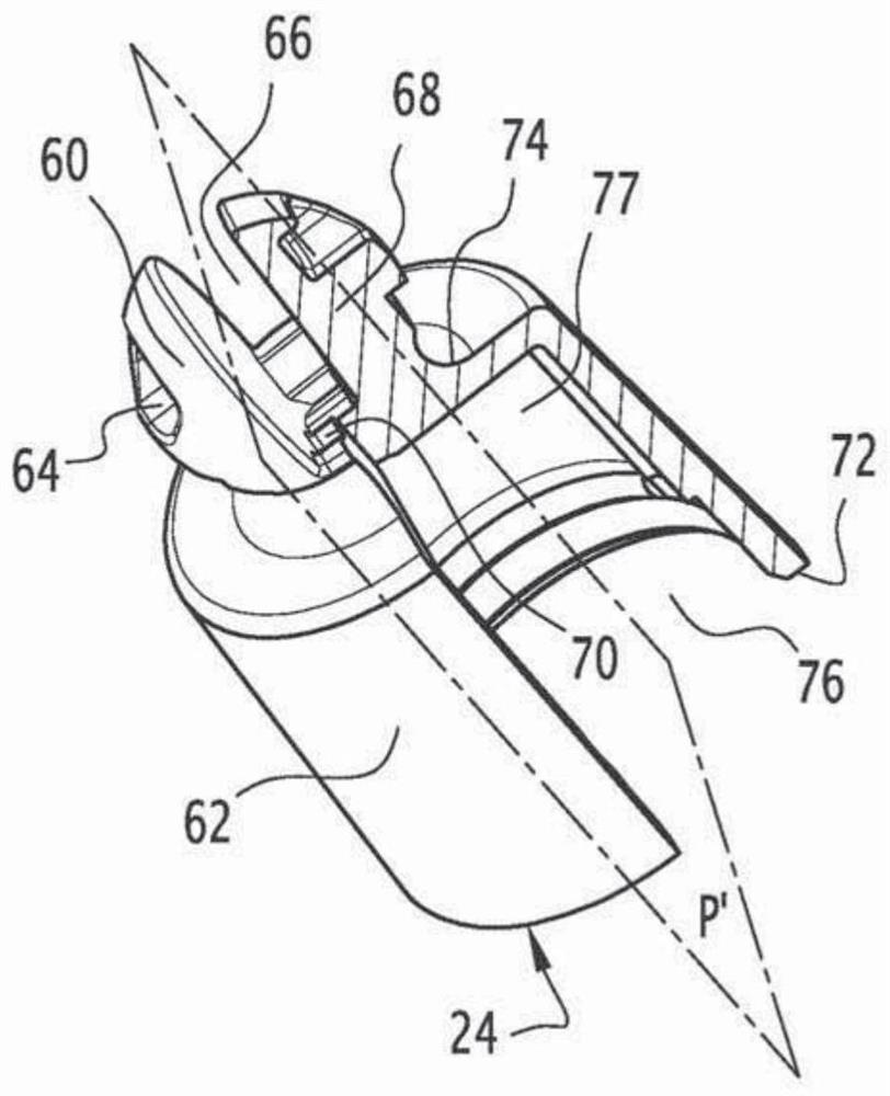 Engagement mechanism of cosmetics application device, related device, application method and manufacturing method