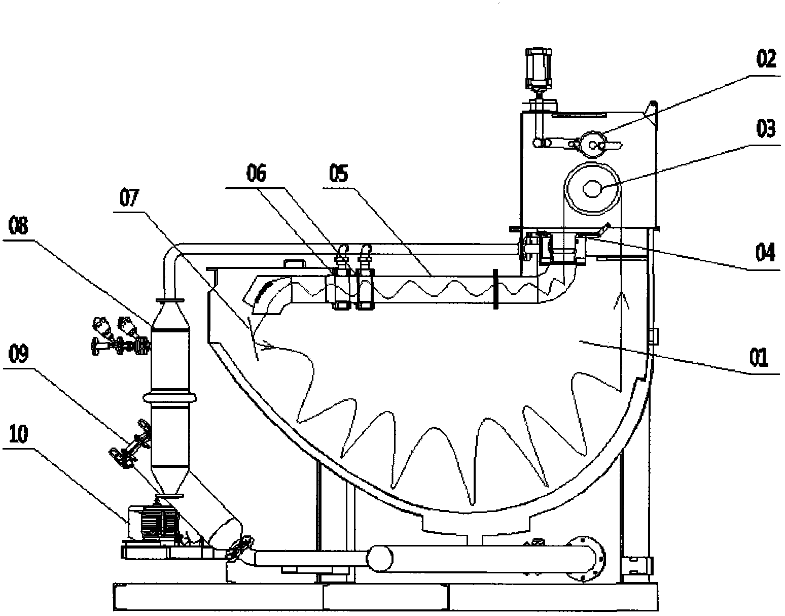 Continuous rope-shaped jet washing machine