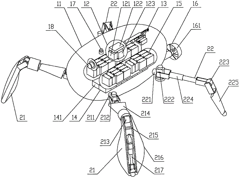 Hybrid crawling and swimming unmanned submersible and application method thereof