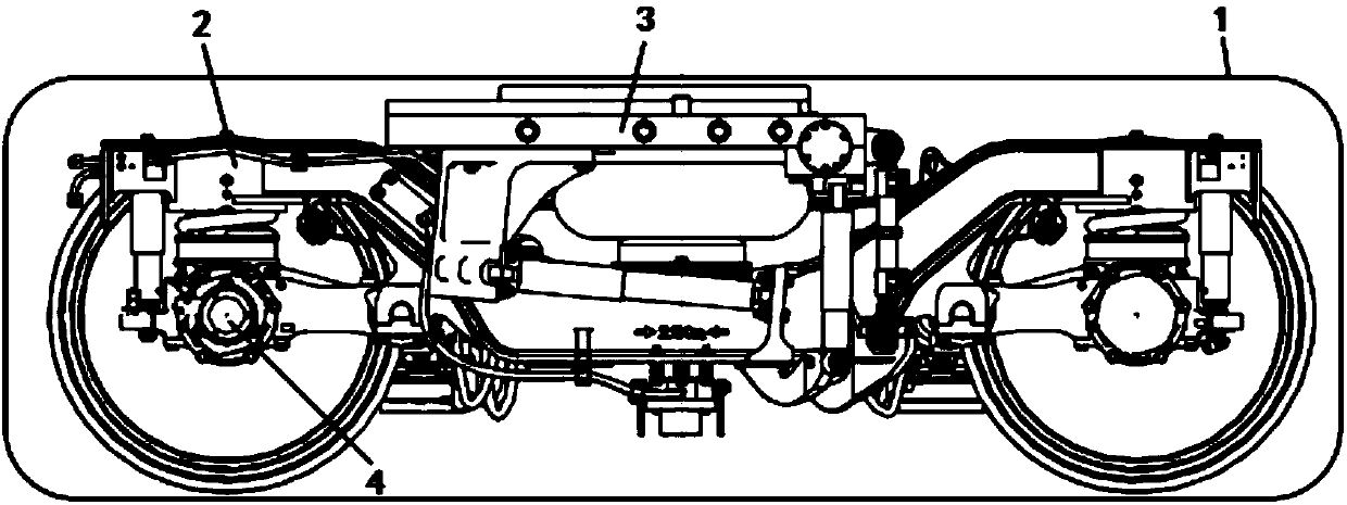 Novel non-power bogie assembly of motor train unit with speed per hour of 250 km/h
