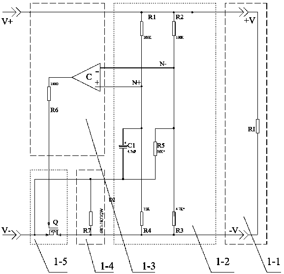 Power broadband short-circuit protection circuit of pulse tracking type