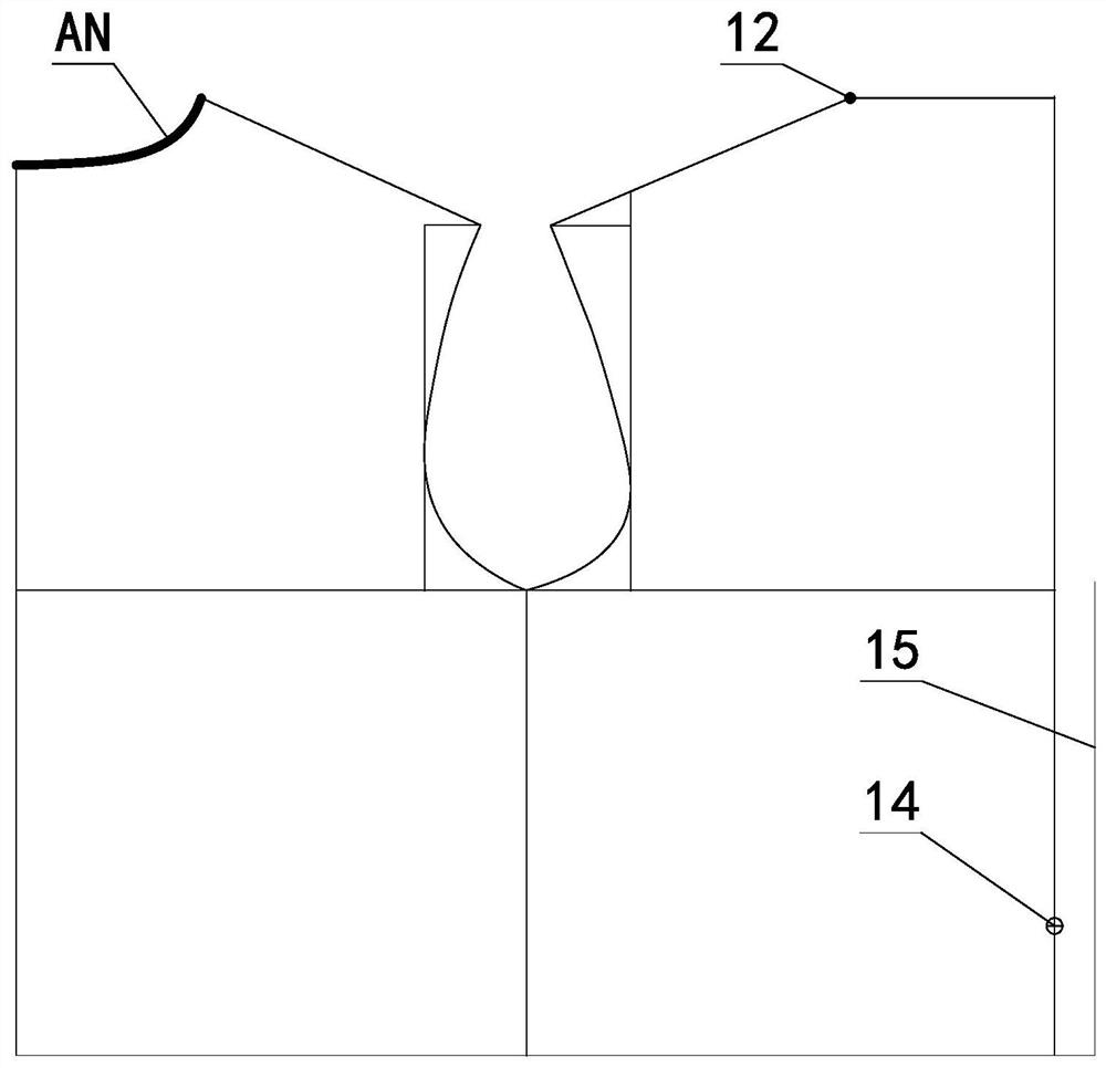 Garment peaked collar separate design original number cutting method
