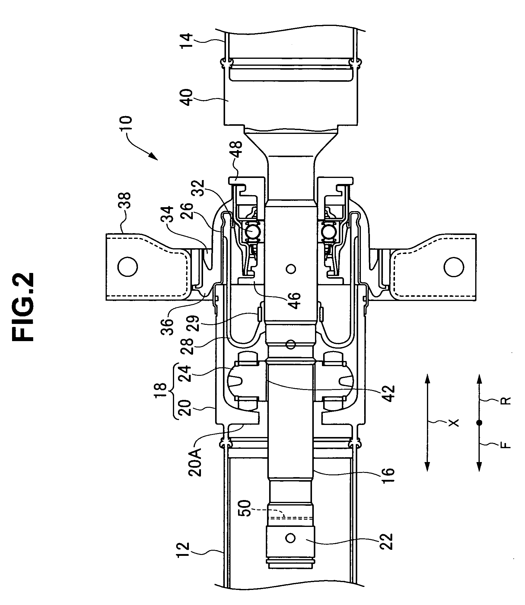 Shock absorbing structure of propeller shaft