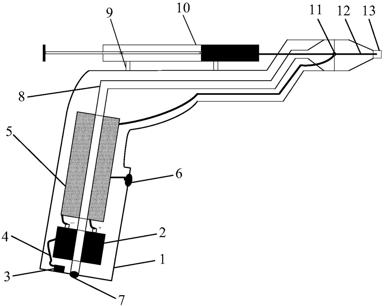 Air flow assisting handheld portable electrostatic spinning device and application thereof