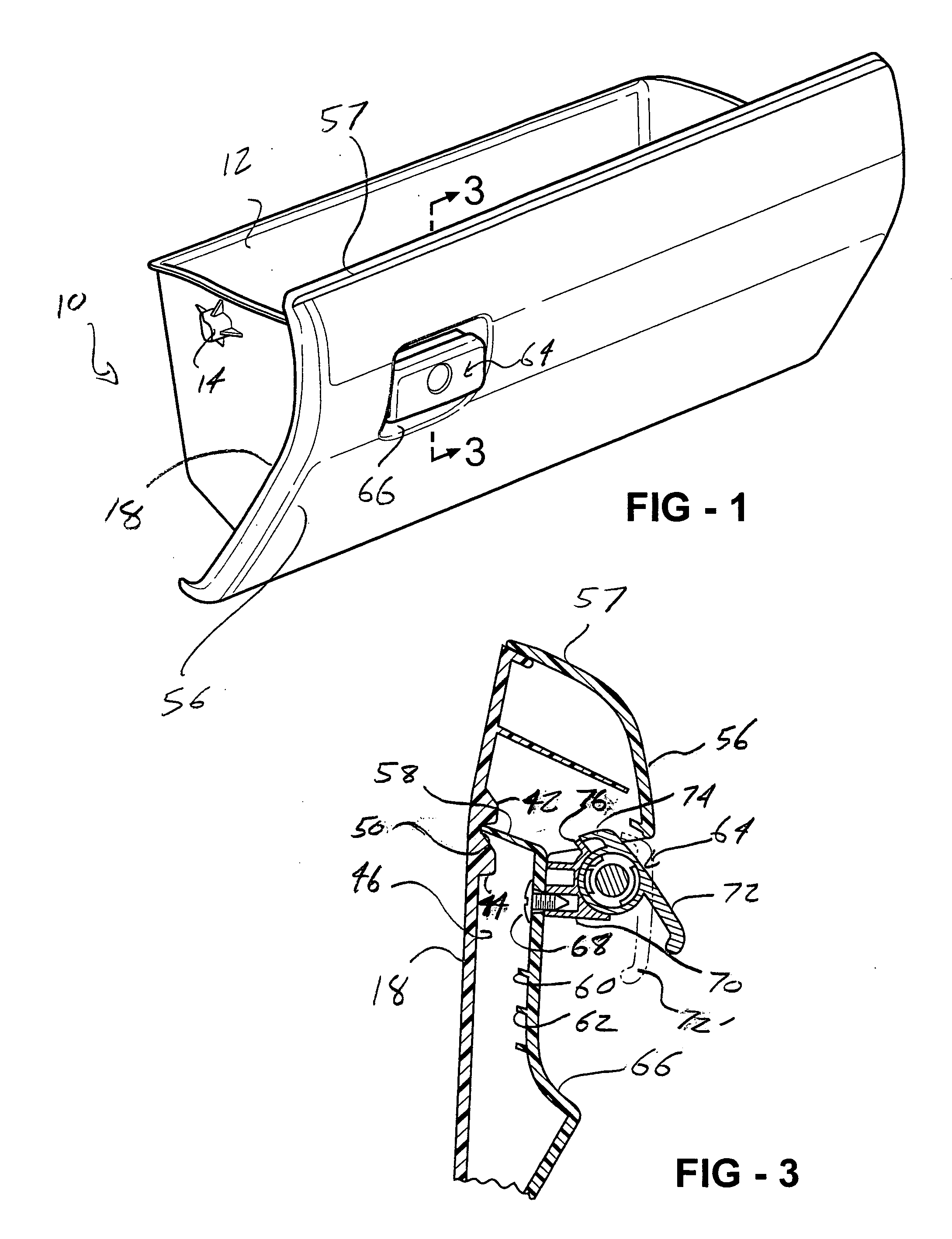 Reinforcing support incorporated into a glove box retaining structure located proximate a pivot actuating handle mechanism
