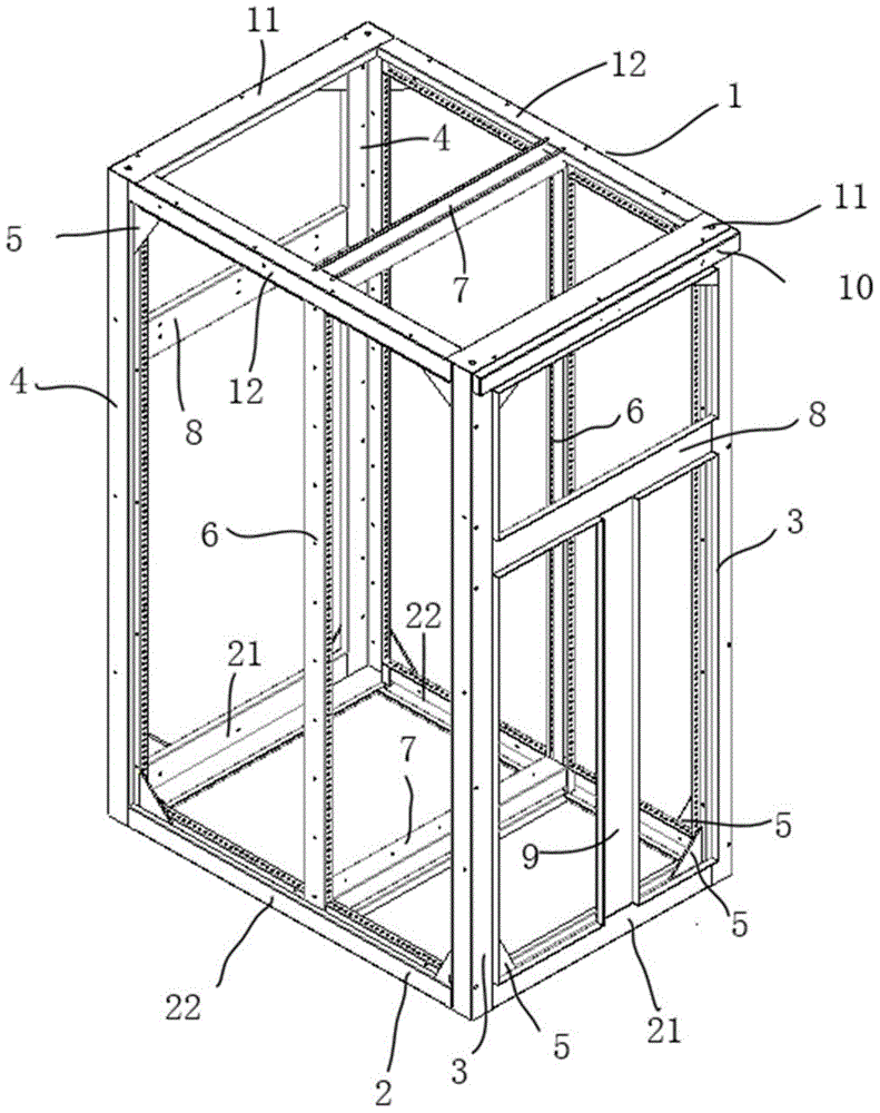 Frame structure of intermediate-voltage cabinet and intermediate-voltage cabinet