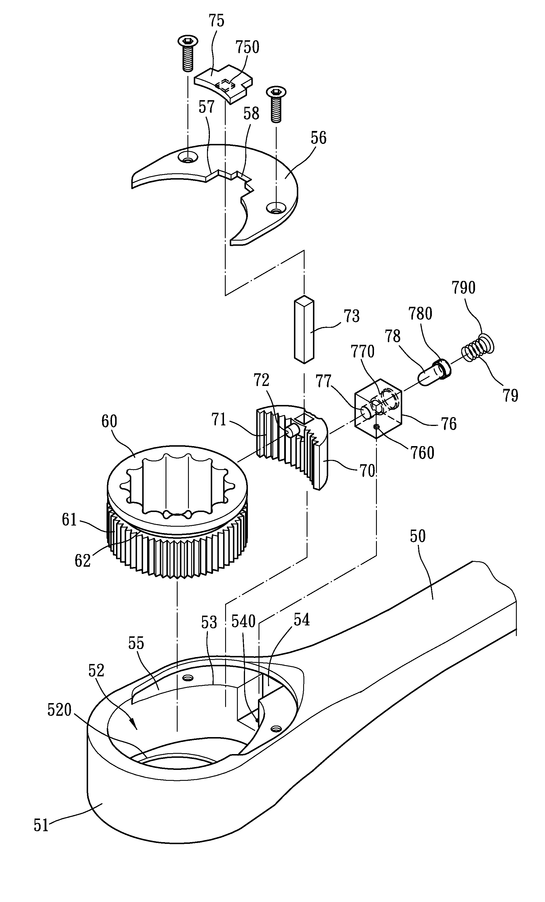 Replacement structure of ratchet wrench