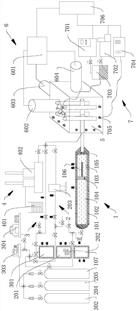 Uranium mine carbon dioxide blasting and carbon dioxide and oxygen in-situ leaching mining test device