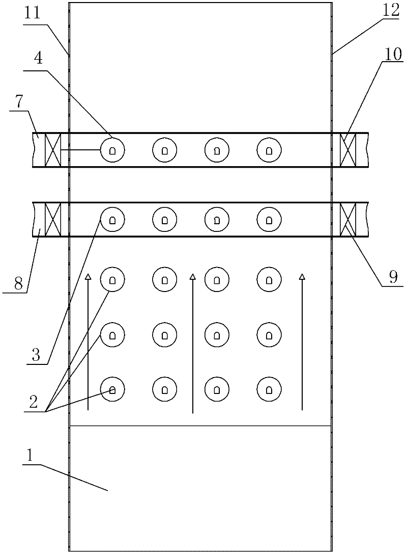 Wall-type arranged two-stage burn-up air device