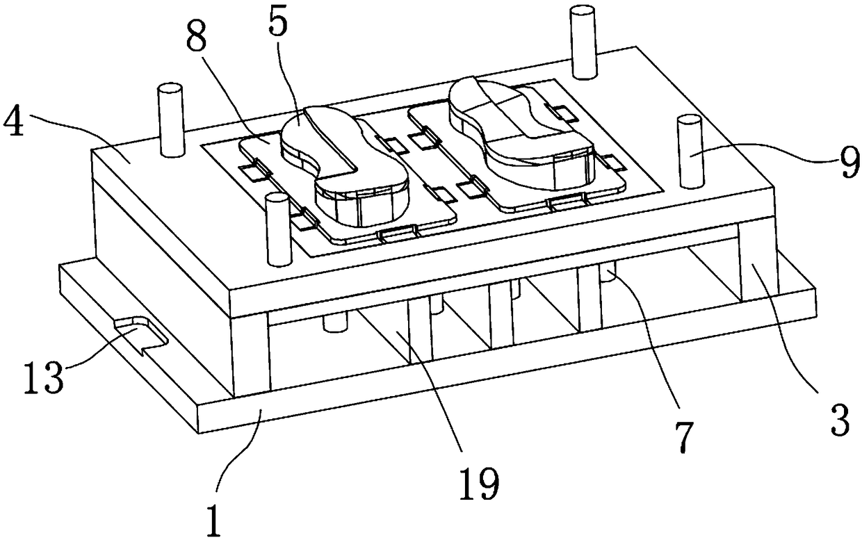 Multi-pressure position forming mould for soles