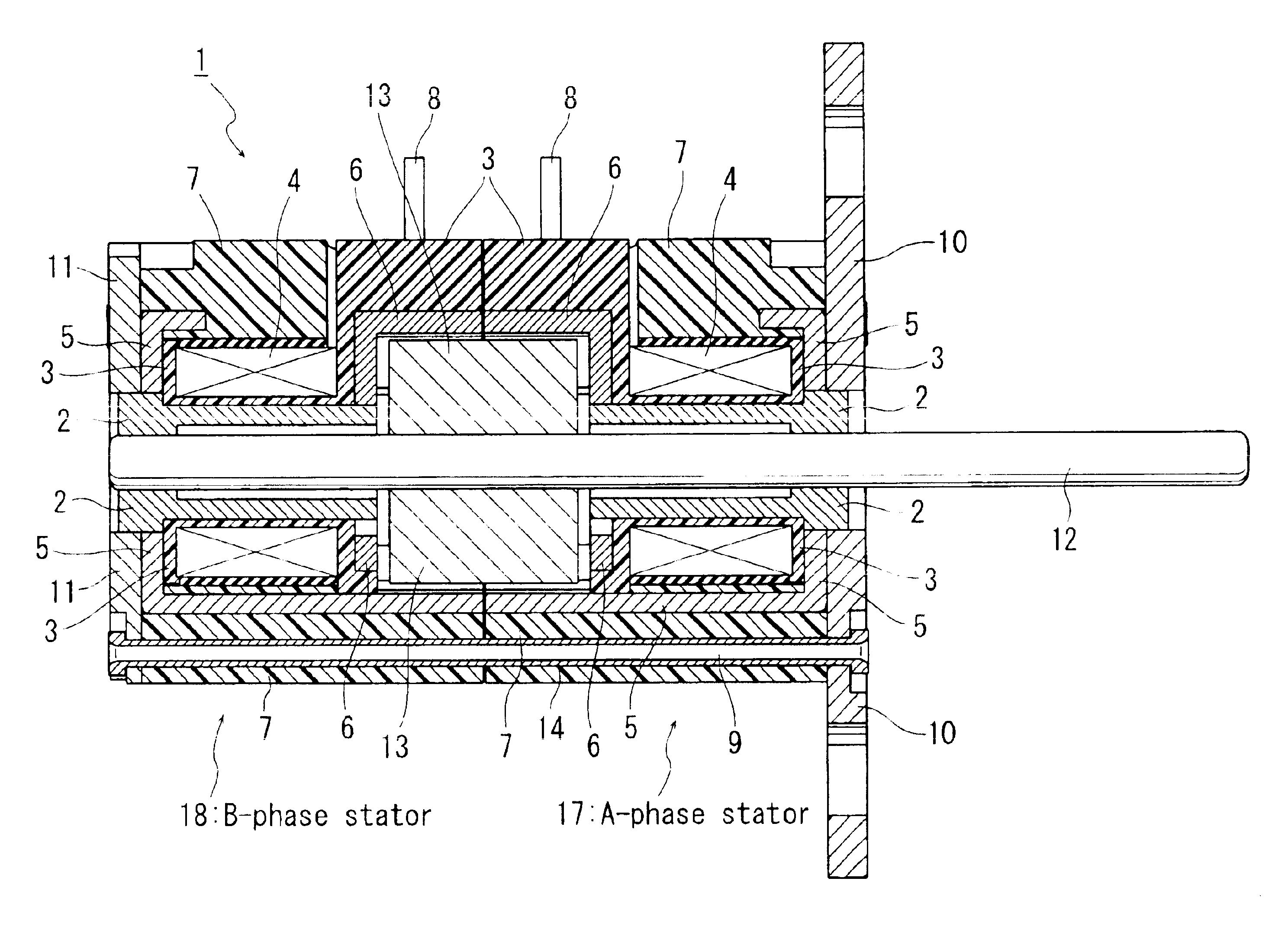 Claw-pole type stepping motor having radial dimension reduced without detriment to performance characteristic