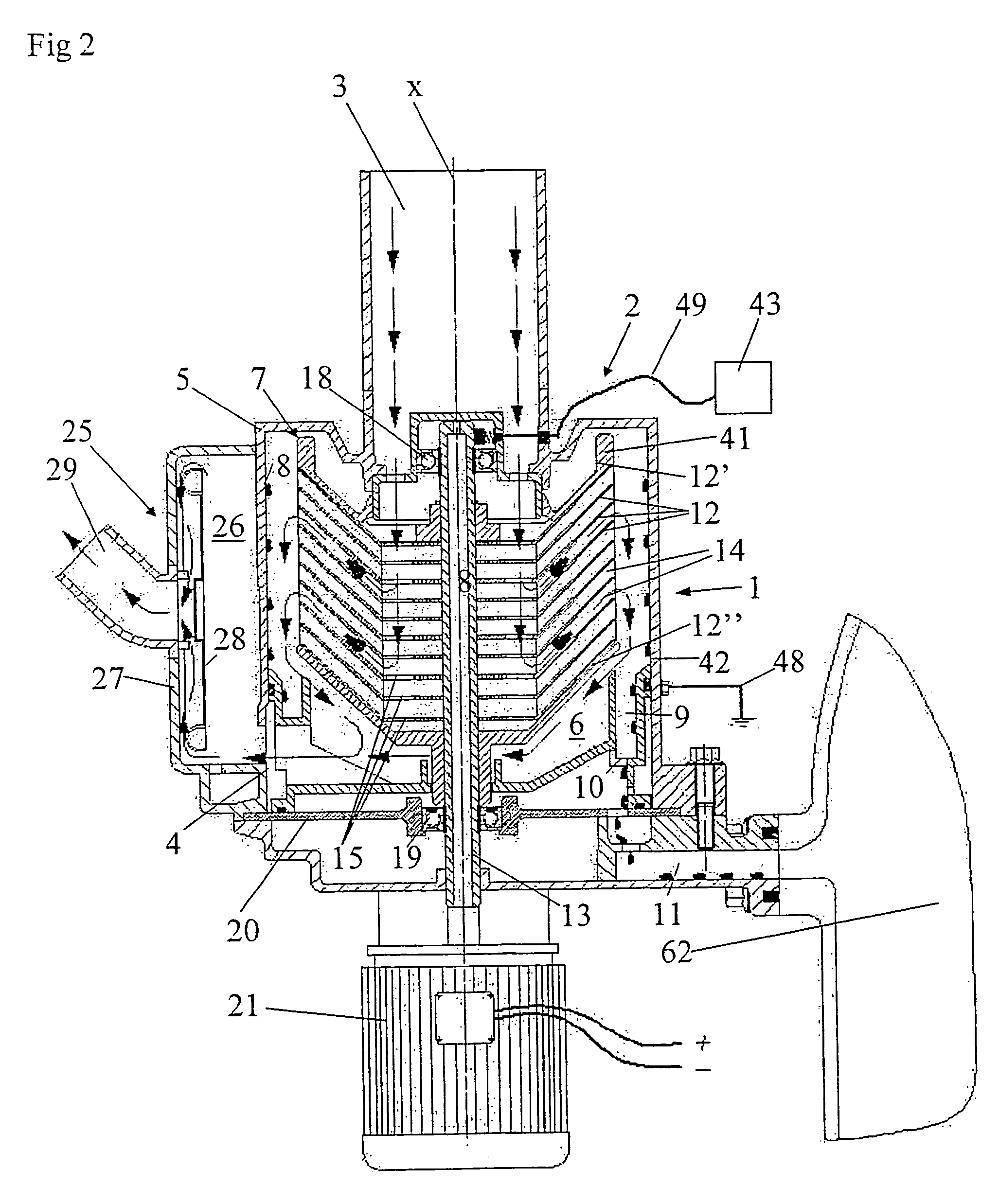 Device and a method for cleaning of a gas