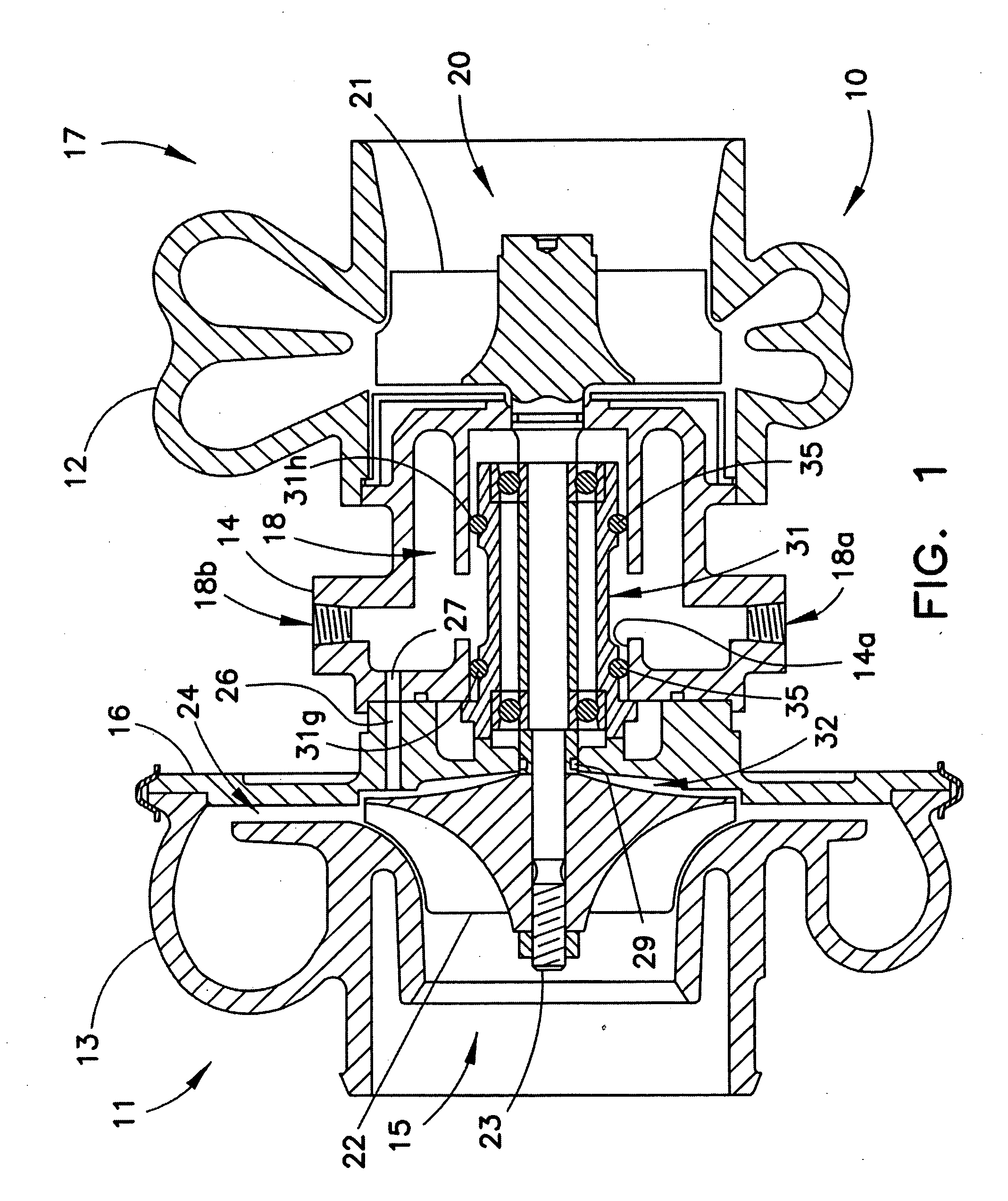Air-cooled turbocharger with optional internal pressure relief valve