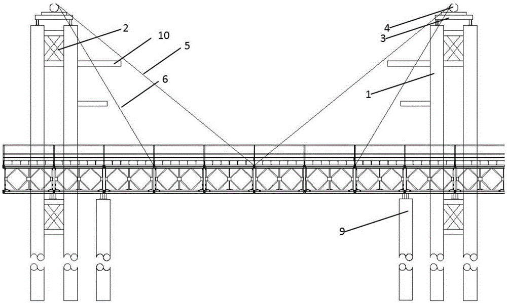 Construction method of a cable-stayed bendable trestle structure
