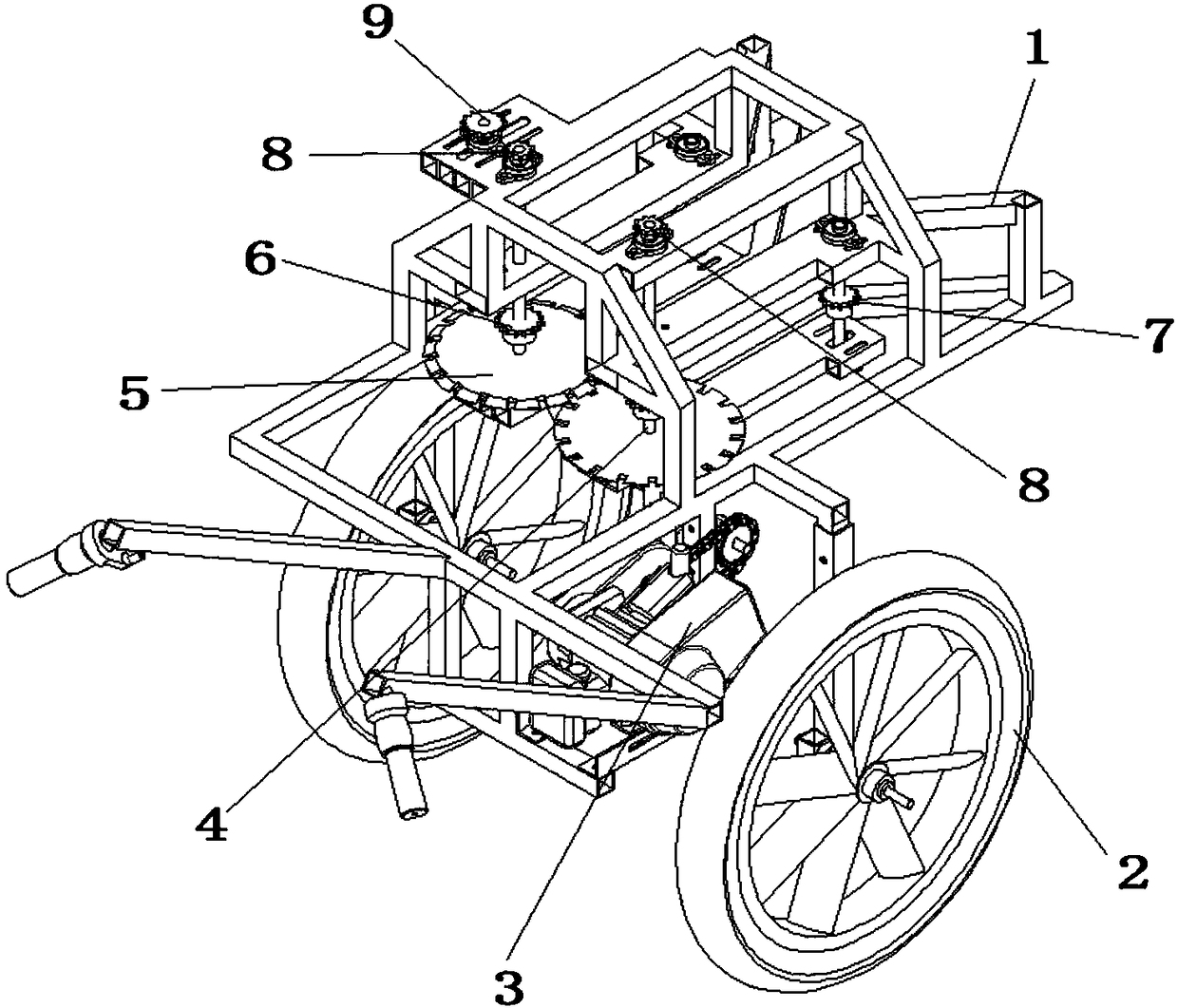 Walking type pineapple harvester