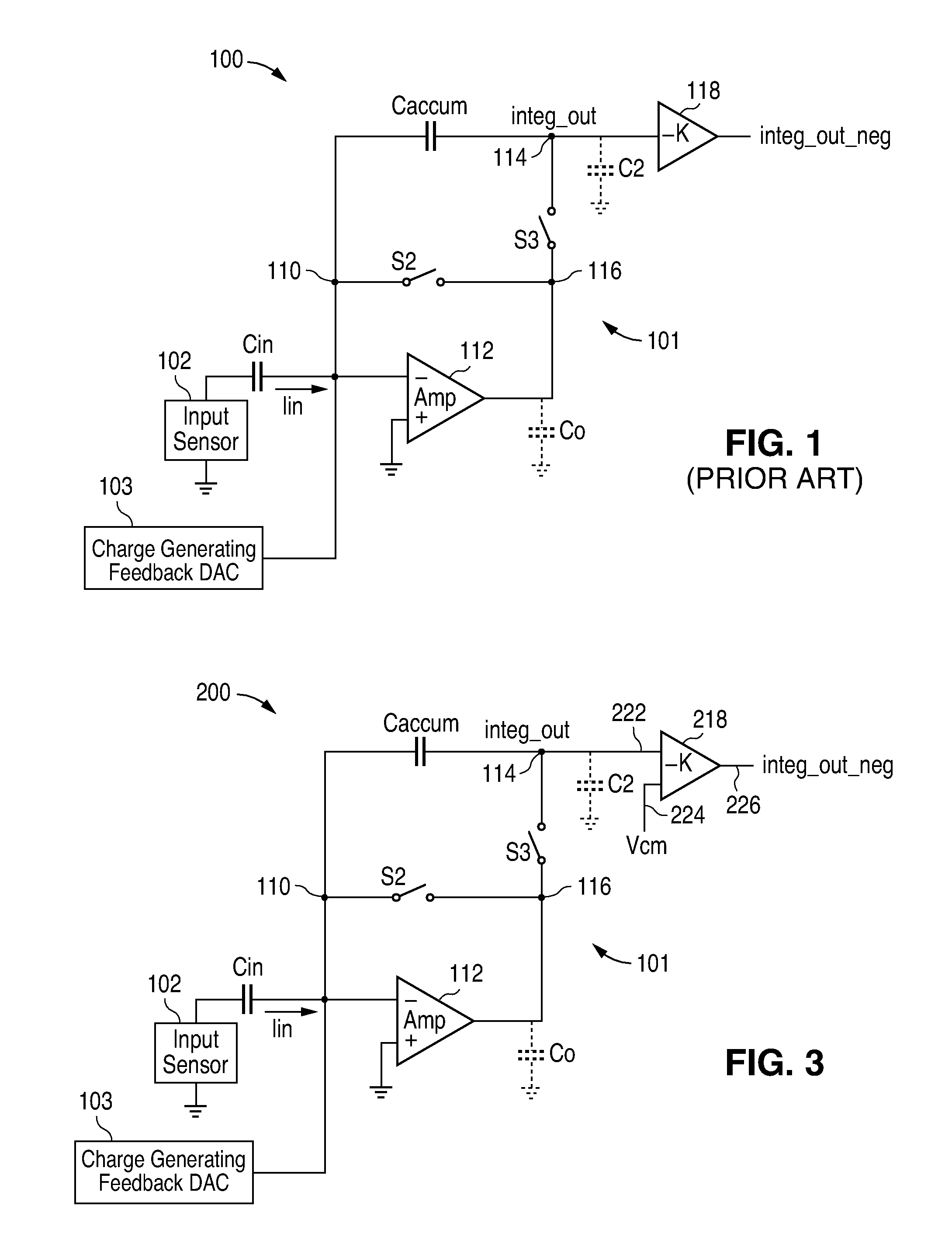 Low current offset integrator with signal independent low input capacitance buffer circuit
