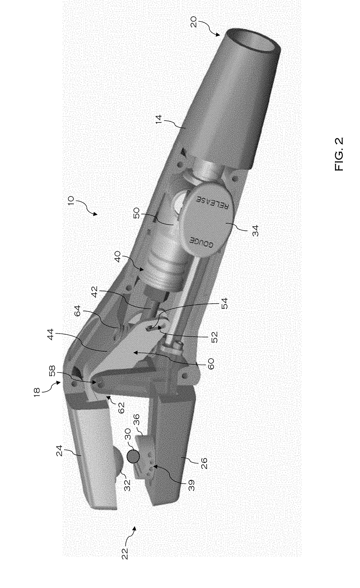 Torch handle including pneumatically operated jaw