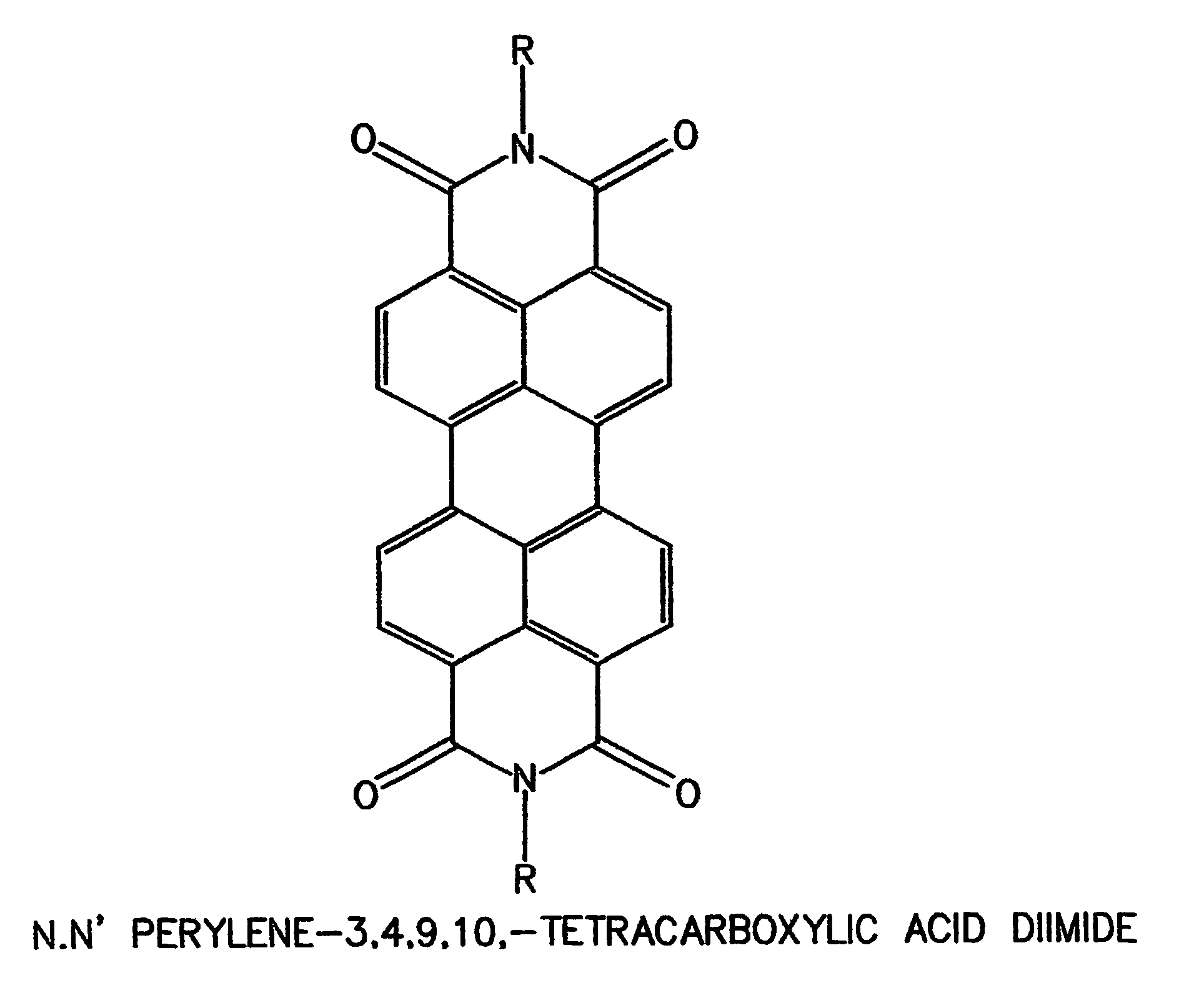 Organic n-channel semiconductor device of N,N' 3,4,9,10 perylene tetracarboxylic diimide