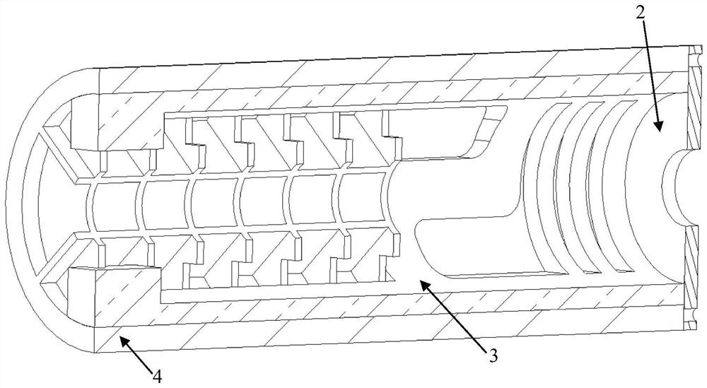 Arc suppression and silencing device for electromagnetic rail gun
