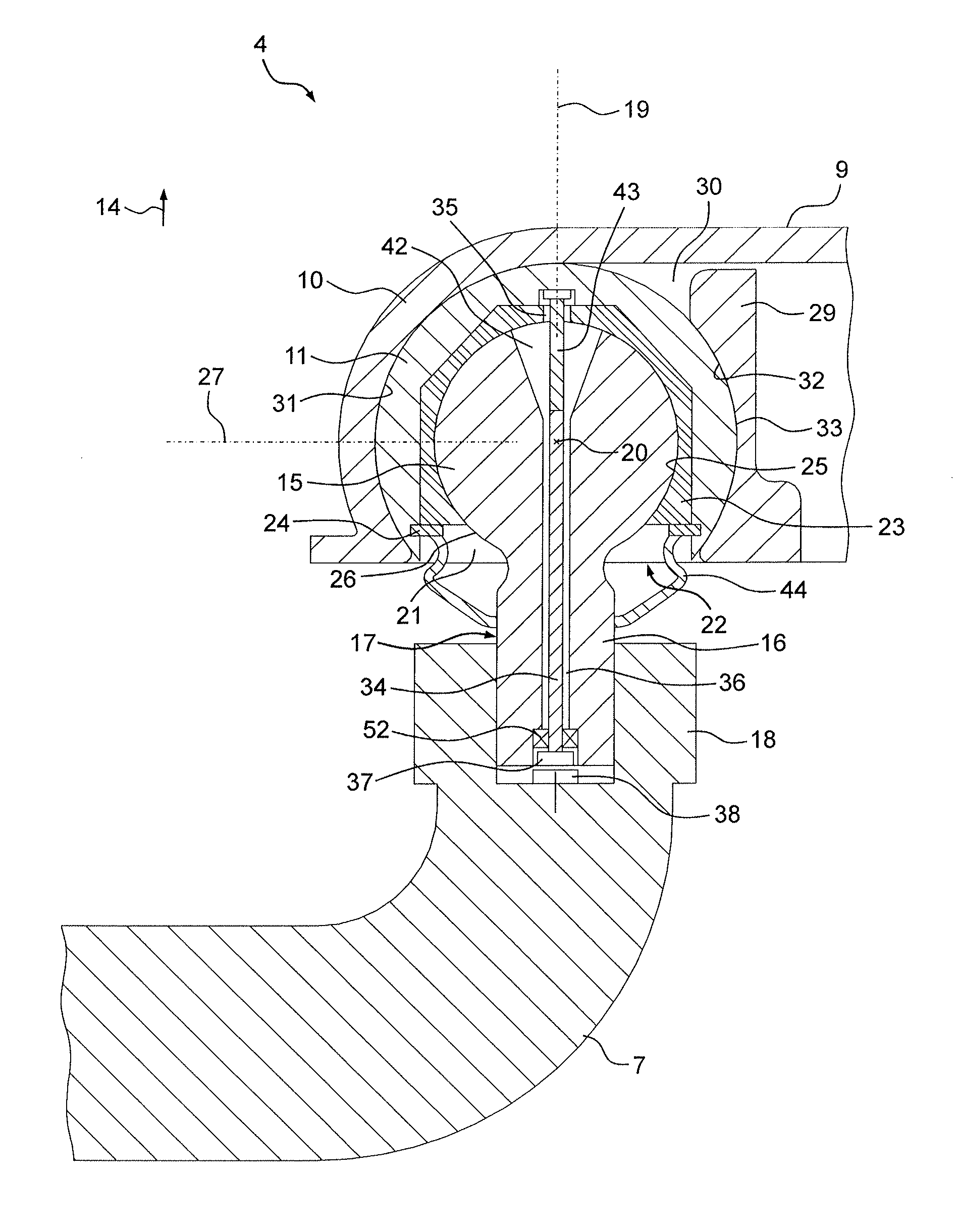 Trailer towing device for a tractor vehicle