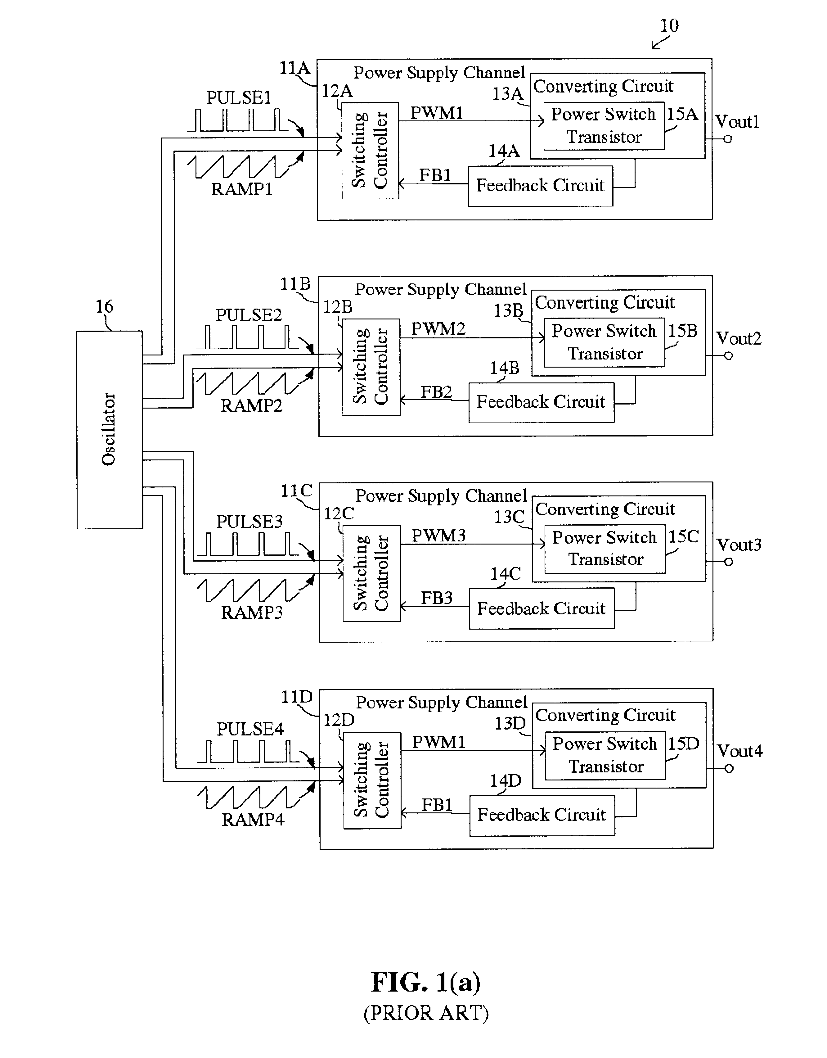 Method of improving transient noise of a switching DC-to-DC converter with multiple output voltages
