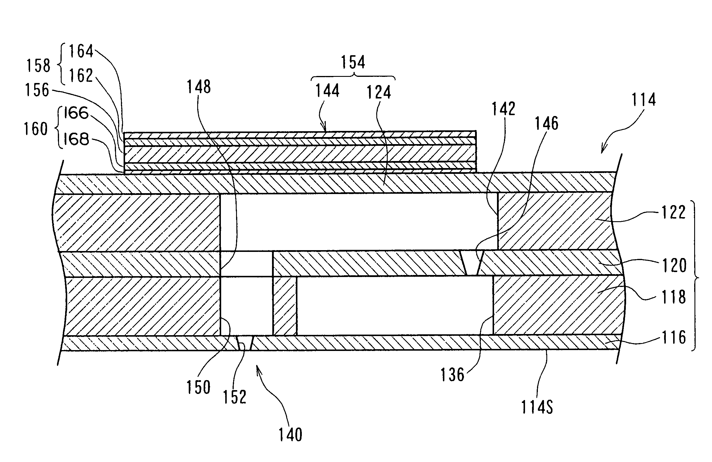 Piezoelectric device, liquid droplet discharging head using the device, and liquid droplet discharging apparatus using the head