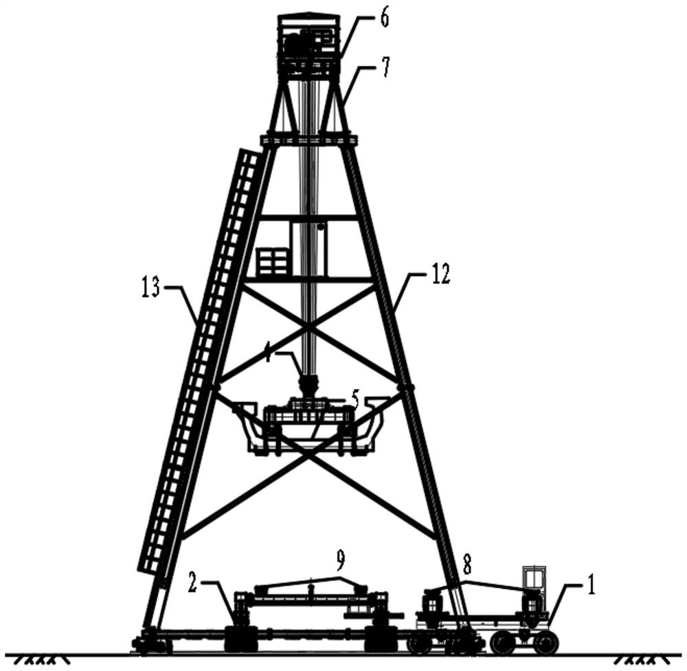 Construction method and construction equipment for a single-gantry crane span oblique angle drop beam