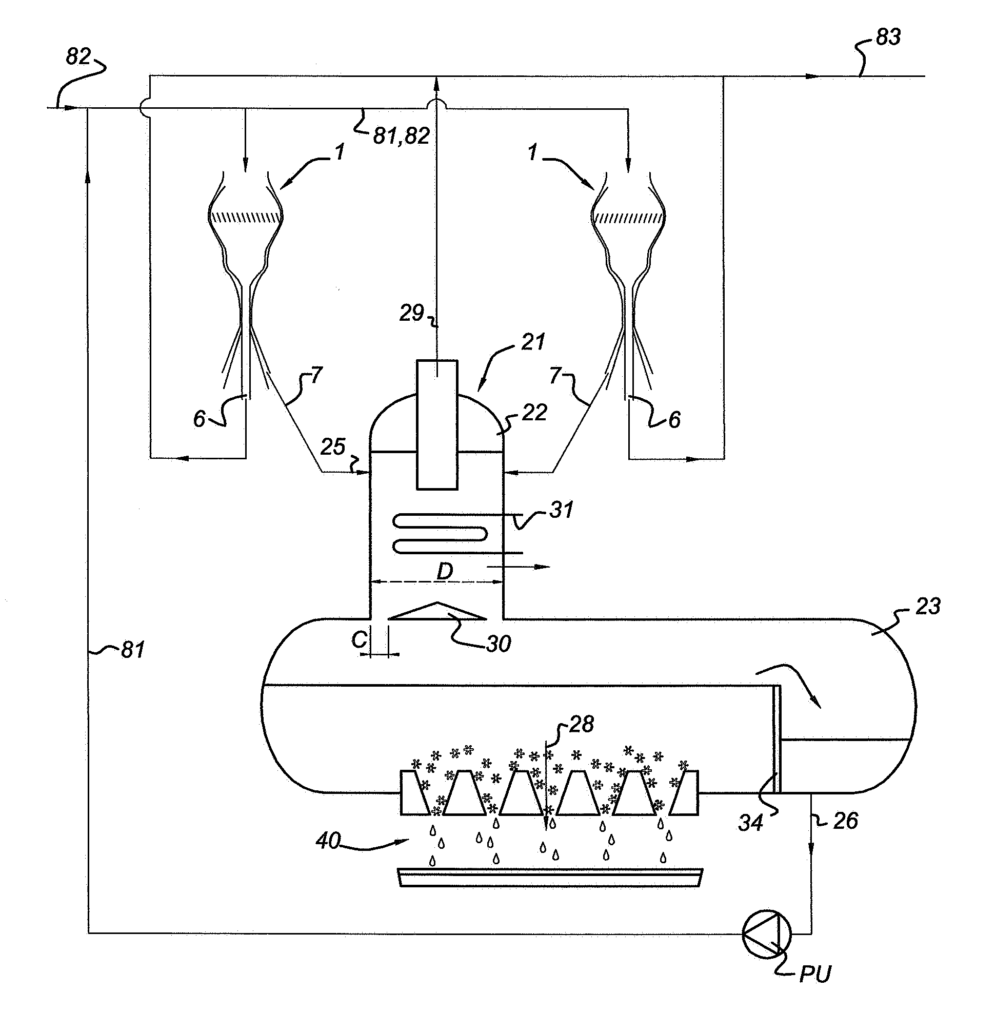 Method of removing carbon dioxide from a fluid stream and fluid separation assembly