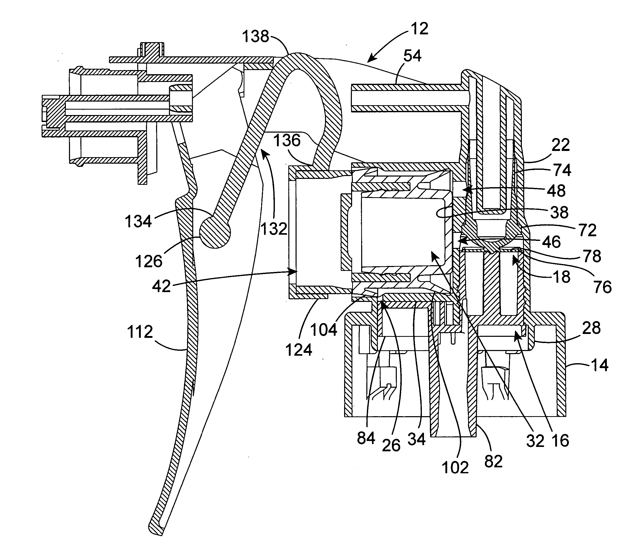 Trigger sprayer with integral piston rod and u-shaped spring