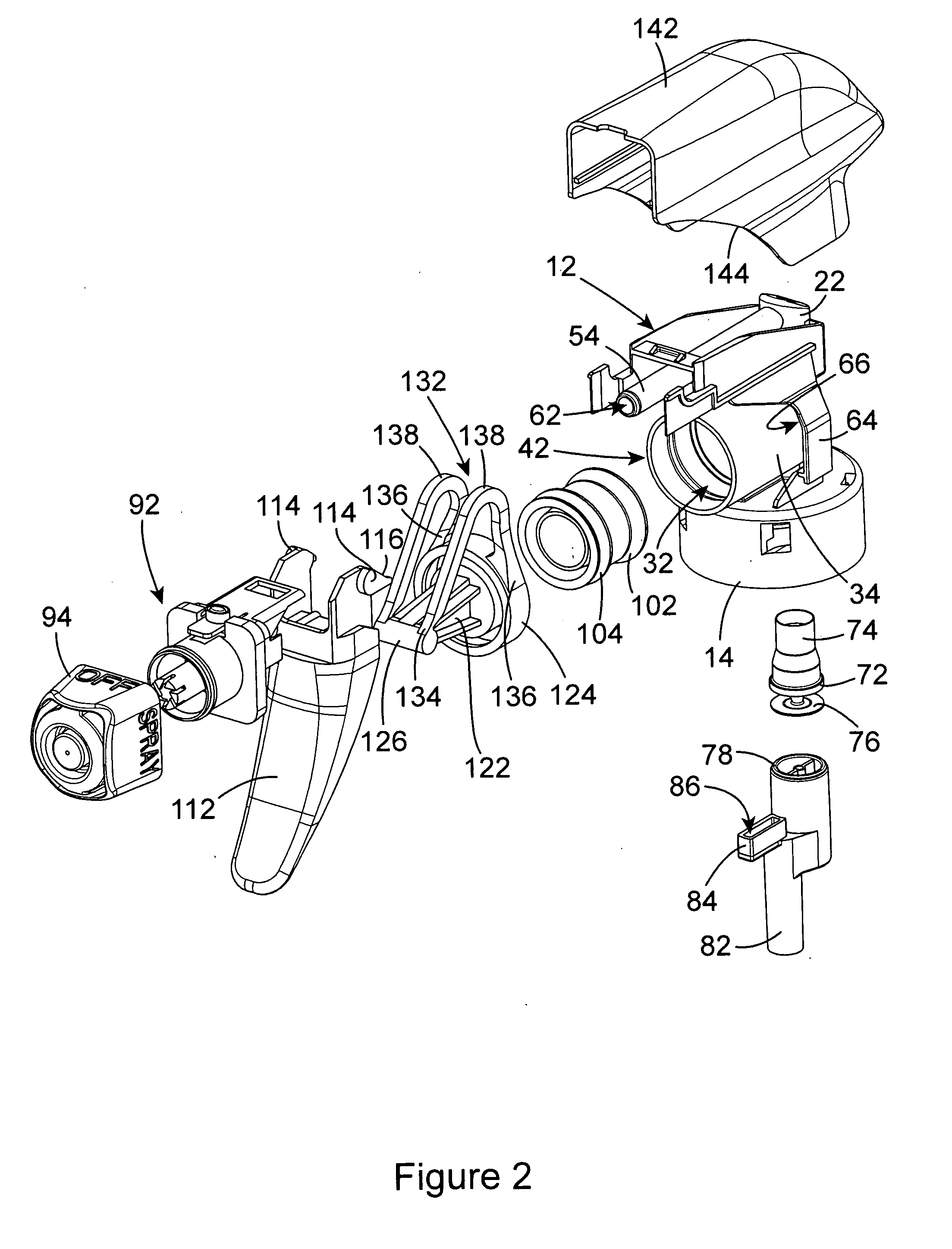 Trigger sprayer with integral piston rod and u-shaped spring