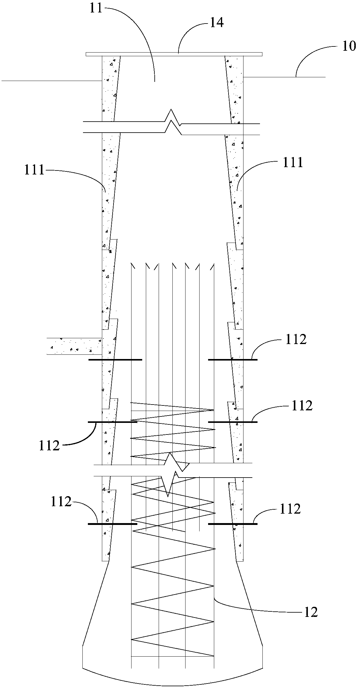 Construction method of excavated pile with pile top elevation below natural ground